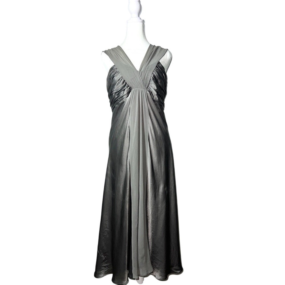Donna Ricco New York 100% Silkβ Dress Size 14Halter Grey Formal Party Cocktail